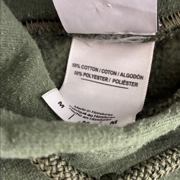 Dog is Good Hoodie Campfire Graphic Green Womens Medium Camping Never Camp Alone - Picture 7 of 7